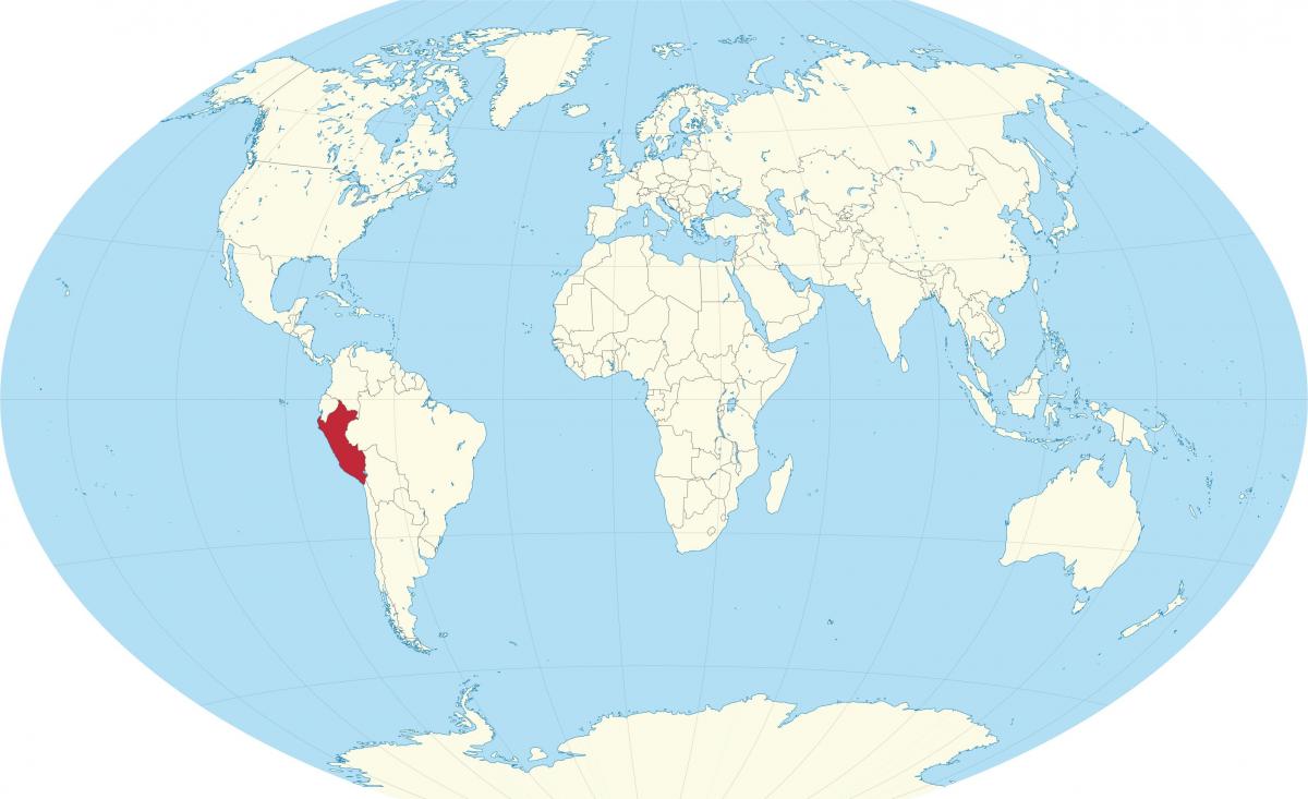 mapa del mundo que muestra el Perú