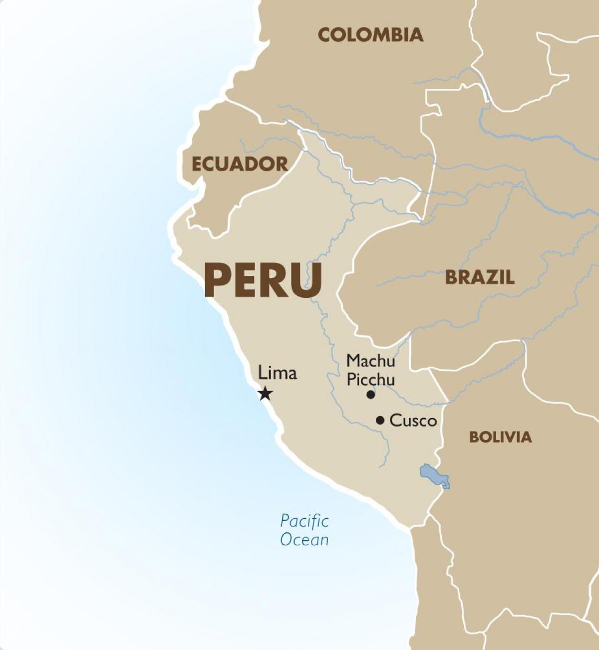 mapa de Perú y los países vecinos