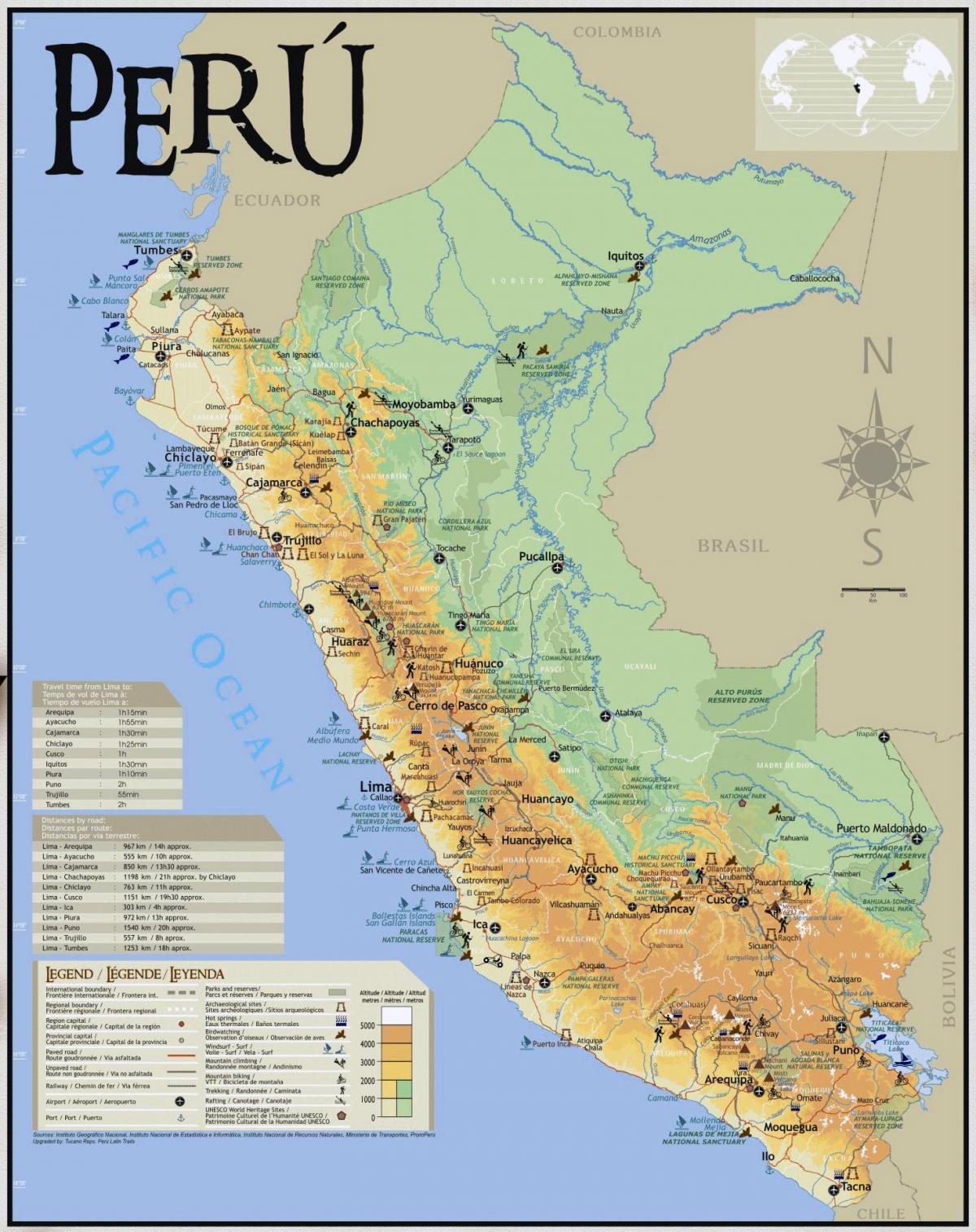 Perú atracciones turísticas mapa