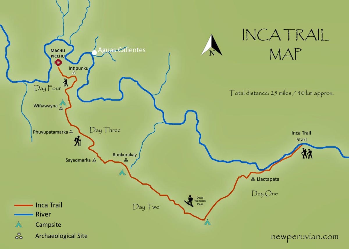mapa del camino del inca Perú