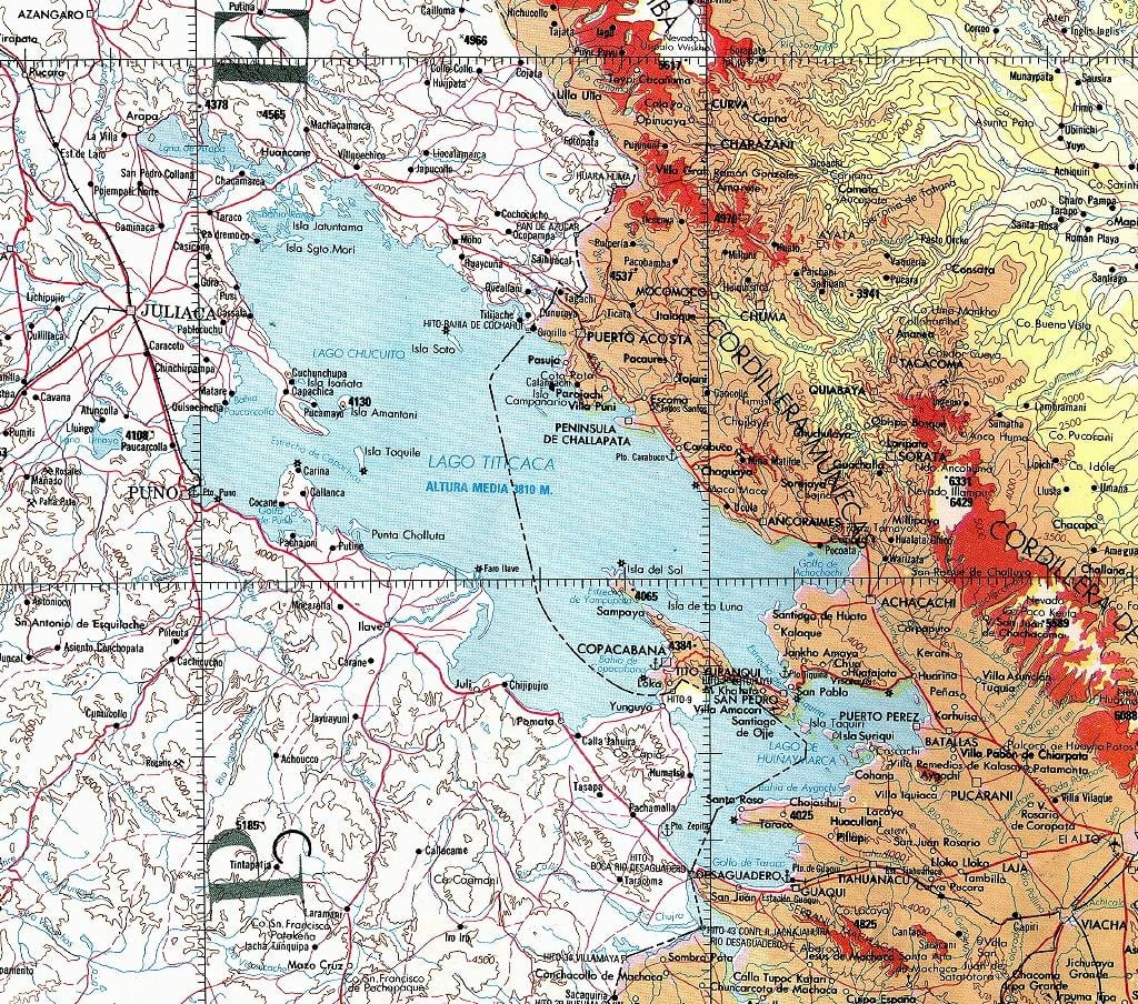 mapa del lago titicaca, Perú