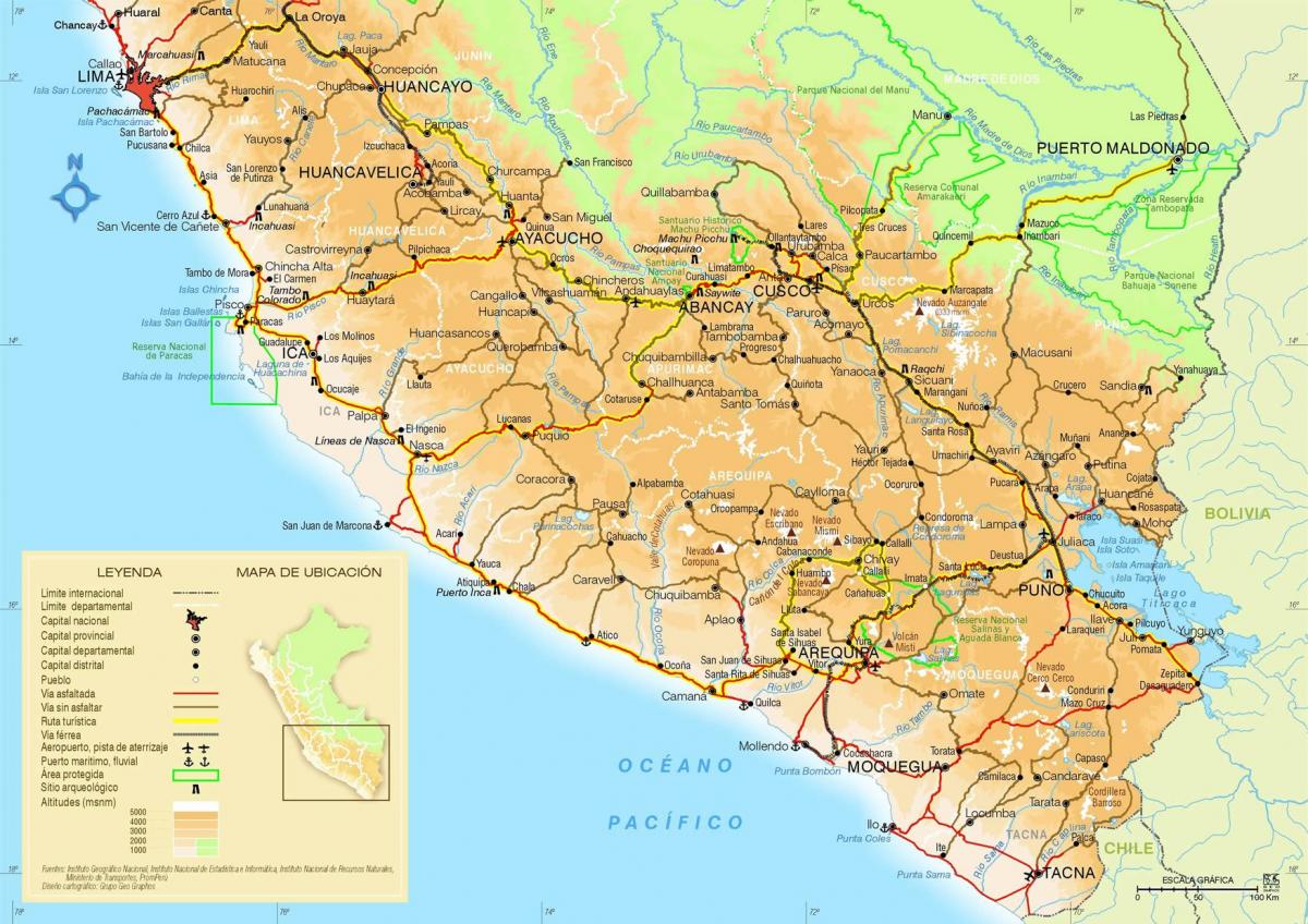 mapa del sur de Perú