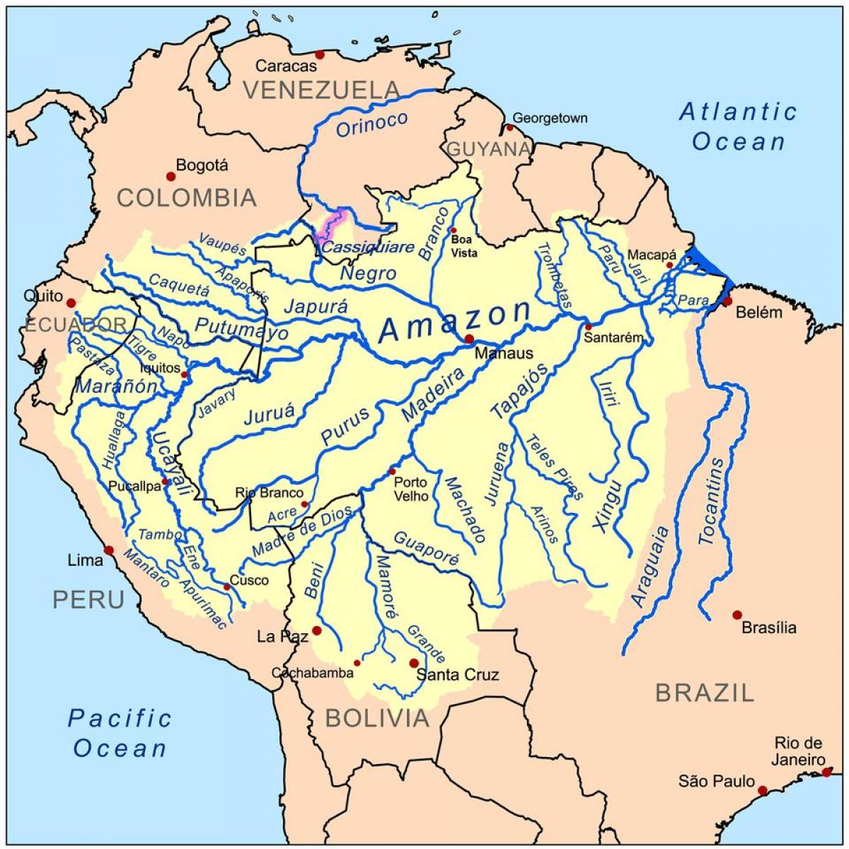 mapa de rios de america del sur