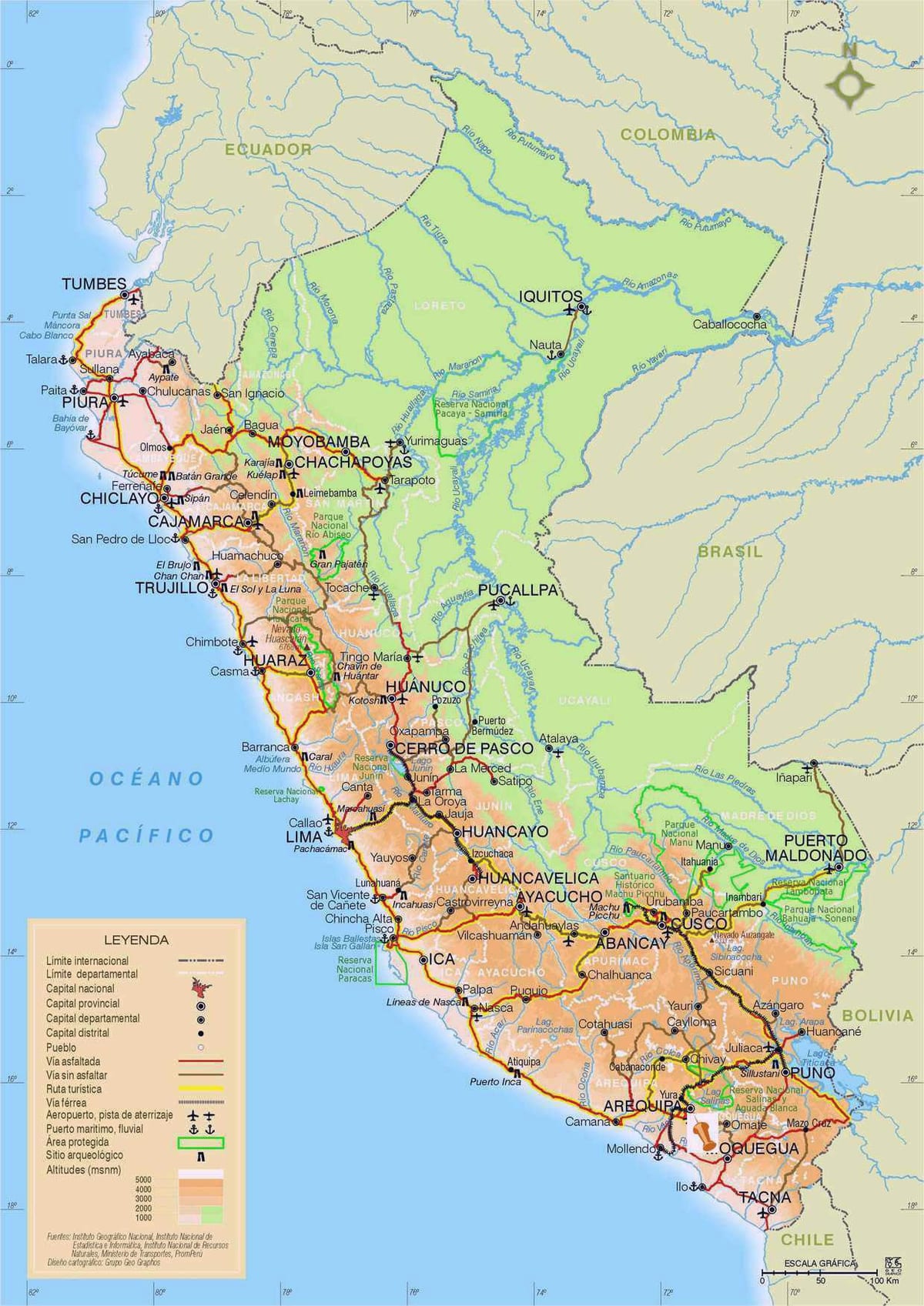 mapa del Perú de la carretera