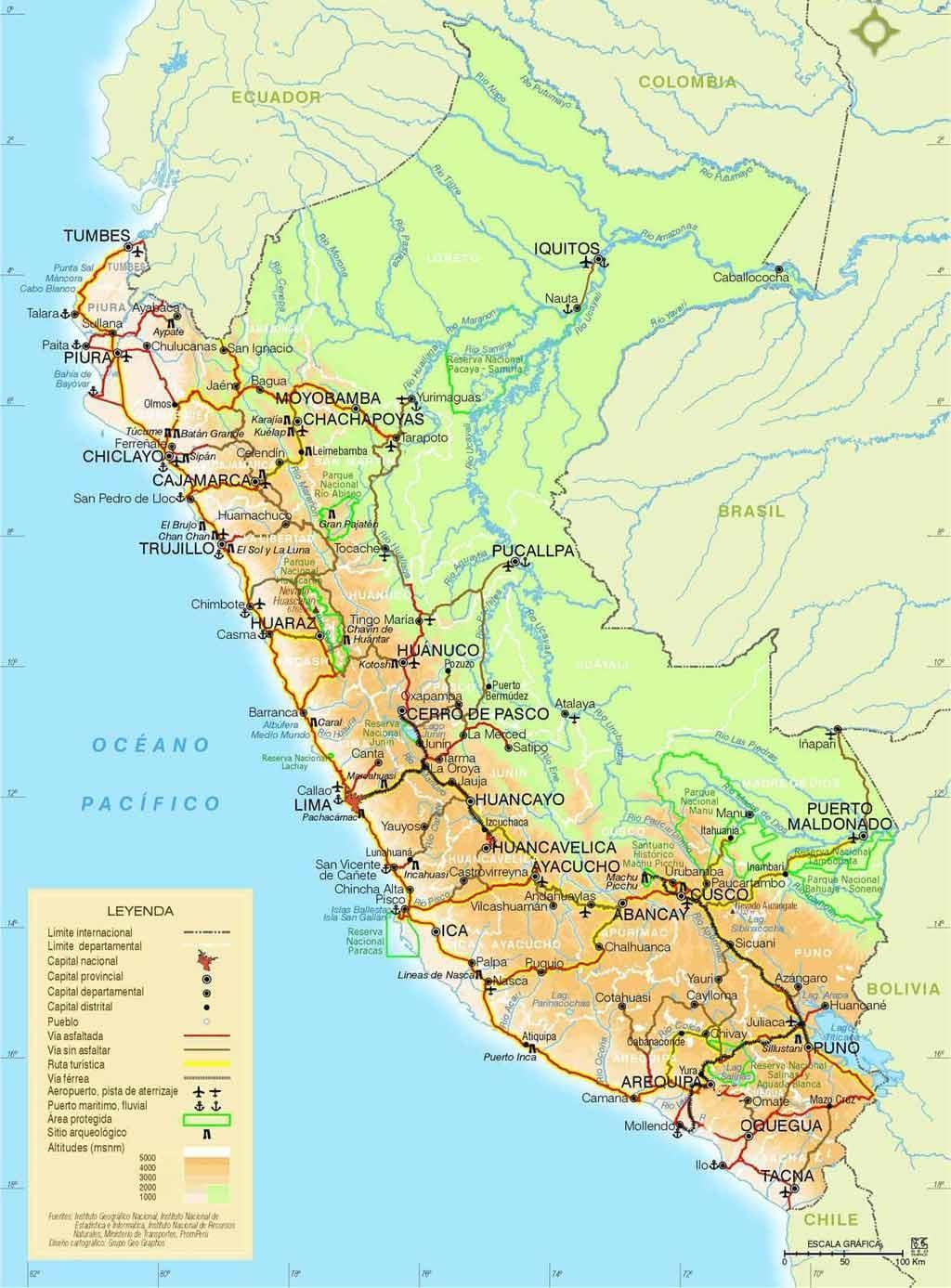 las montañas de los andes del Perú mapa