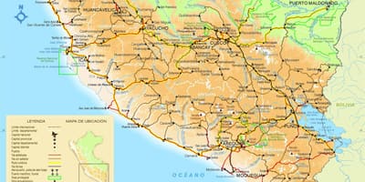 Mapa del sur de Perú