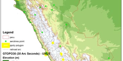 Mapa de Perú elevación