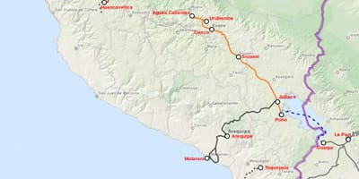 Perú mapa de trenes