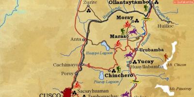 Mapa de valle sagrado, cusco Perú